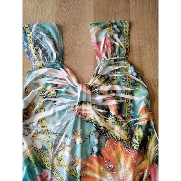 J Mode USA Women's Floral Dress With Rhinestones Size Small - Picture 4 of 7